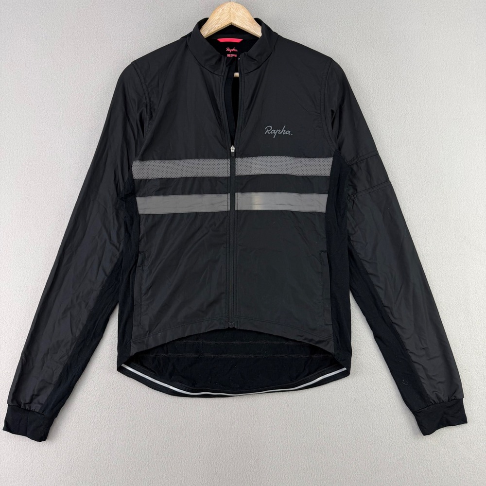 Rapha Windblock Brevet Jersey Mens Medium Black Cycling Merino Wool Reflective